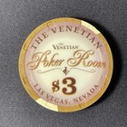 Venetian Las Vegas Nevada  3 Casino Chip 2006 Poker Room Obsolete Vegas Strip