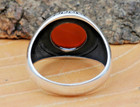 Men   s Sterling Silver Yemeni Hakik Ring Red Agate Stone Islamic Spiritual Statem