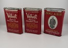 3 Vtg Pipe Cigarette Tobacco Tins Velvet  Prince Albert Pinkerton r j  Reynolds 