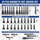 Workpro 39-piece Magnetic Nut Driver Set  Impact Drill Driver Bit 1 4  Hex Shank