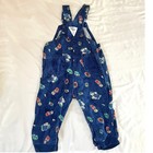 Vintage Baby Bgosh Oshkosh Blue Worker Bear Print Overalls 18m Vestbak Snaps