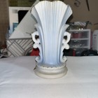 Victorian Lady Figurine Porcelain Ceramic Planter Vase Ornate Scalloped Edge