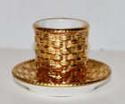 Christian Dior Vintage Gold Basket Weave Small Saucer And Cup Or Candle Holder