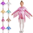 Kids Girls Coat With Bottoms Party Dress Up Long Sleeve Outfit Sparkle Jazz 80s