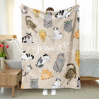 Personalized Cat Blanket  Custom Name Funny Cats Blanket  Doodle Cat