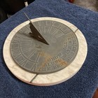 Metal Brass Sundial W  Marble Base Roman Numerals