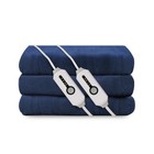 King Size Electric Heated Blanket 90 x100   Dual Controllers  Soft Dark Blue
