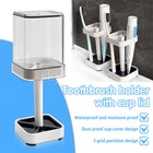 Toothbrush Holder Toothpaste Stand Rack With Cup Bathroom Organizer Freestand Us