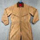 Vtg 70s Carhartt Coveralls Mens 42r Brown Duck Canvas Red Quilt Lined 996qz Usa