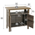 Outdoor Storage Cabinet Weatherproof Wicker Patio Bar Console Table For Garden