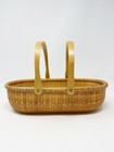 Vtg Nantucket Handwoven Double Swivel Handles Oblong Lightship Basket Rare