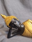 Gilded Thai Buddha Reclining 14  Faux Bronze Sculpture Carving