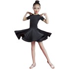 Children Girl Latin Salsa Dance Dress Ballroom Bow Dancewear Performance