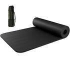 Black All Purpose Exercise Mat Thick Non Slip Gym Yoga Pilates Fitness Bag Strap