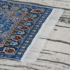 Blue Floral Print Vintage Woven Carpet Rug Blanket Miniature Ornament Kits minia