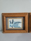 Pair Duck Prints Matted Solid Oak Wood  Framed  Art Vintage Mallard Set Of 2