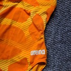 Arena Girls One Piece Swimsuit Orange Yellow Graphic Print Racerback Athletic