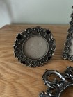 Vintage Silver Mini small Picture Frames Lot Of 3  Ornate Frames Victorian Mcm