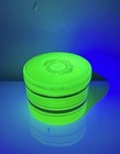 1930s Art Deco Vaseline Uranium Glass Vanity Box  Czech bohemian Powder Jar