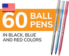 Round Stic Xtra Life Assorted Ink Ballpoint Pens  60-count  1 0mm                               