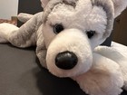 Fao Schwarz Husky Plush Dog Wolf Animal Stuffed Animal 21  Length Nose To Tail