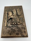 Vintage American Eagle Usa Flag Metal Wall Plaque Patriotic Decor Bronze Tone