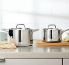 New Tramontina Tri-ply Stainless Steel Sauce Pan Set 4 Pc  2 Sauce Pans 2 Lids 