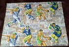 Vintage Sports Linen Fabric Panel Baseball Football Basketball Hockey 43  X 65   