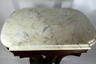 Antique 1835 Ornate Victorian Marble Top Rolling Carved Walnut Hall Lamp Table