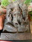 18th C Antique Hand Carved Wooden Hindu Goddess Lakshmi Sitting On Lotus Panel