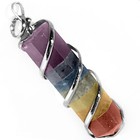 Rainbow Chakra Gem Pendant Crystal Point Handmade Reiki Healing Necklace Charged