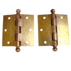 Pair Antique Vintage Old Brass Steel Interior Door Hinges