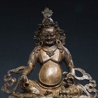 12 2  China Old Tibet Tibetan Buddhism Temple Bronze Gilt Yellow Jambhala Statue