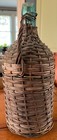 Vintage Wicker Rattan Wrapped Aqua Blue Bottle 1 Gal 14 1 2    Demijohn Barware