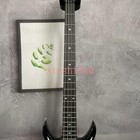 Black Special Shape 4 Strings Electric Bass Guitar White Edge Hhs Pickups Stock