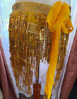 New Gold Sequin Hip Skirt Belly Dance Scarf Tie Wrap Tassel