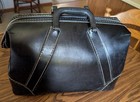 Vintage Black Leather Doctor   s Medical Satchel With Key  Excellent Condition 