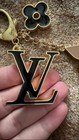 Pre-owned Louis Vuitton Fleur De Monogram Bag Charm Key Chain Gold Beige No Box