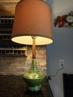 Vtg Mid Century Modern Teak Wood Green Ceramic 1960 s Genie Lamp Mcm 23   