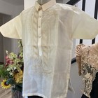 Traditional Men s Cream Short Sleeve Barong Tagalog Embroidered Shirt Jacket