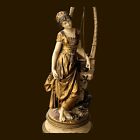 Antique Art Nouveau Jb Hirsch Lamp Spelter French Figural Lady Statue 50  1920s 