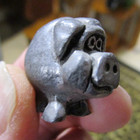 Miniature Pewter Pig Figurine  Cute Mini Dollhouse Size Metal Smiling Pig  Ex