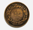 1864 New Brunswick Large One Cent Canadian Coin  2 - Copper Composite