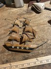 Small Vintage Wooden Sail Tall Ship Model Nautical Folk Art