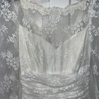 1960s White Lace Wedding Dress Bridal Gown Full Skirt Taffeta Sz 10 Vtg