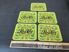 5 Vtg Pepsi-cola Vinyl Psychedelic Hippie Peace Love Green Retro Flower Coasters