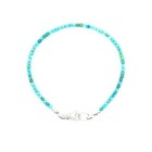 Tiny Thin 2mm Square Bead Turquoise Bracelet  Dainty Minimal  Silver Or Gold