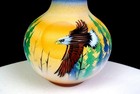 Rw Adamson Signed Pottery American Wild Collection Eagle   Sun 5 7 8  Vase 1999