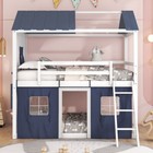Wood House Bunk Bed W tent Window Full twin Loft Bunk Bed Platform Bed Frame