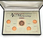 Vtg Mid-century Decades Of Silver 4 Mercury Dime Coin Display Box